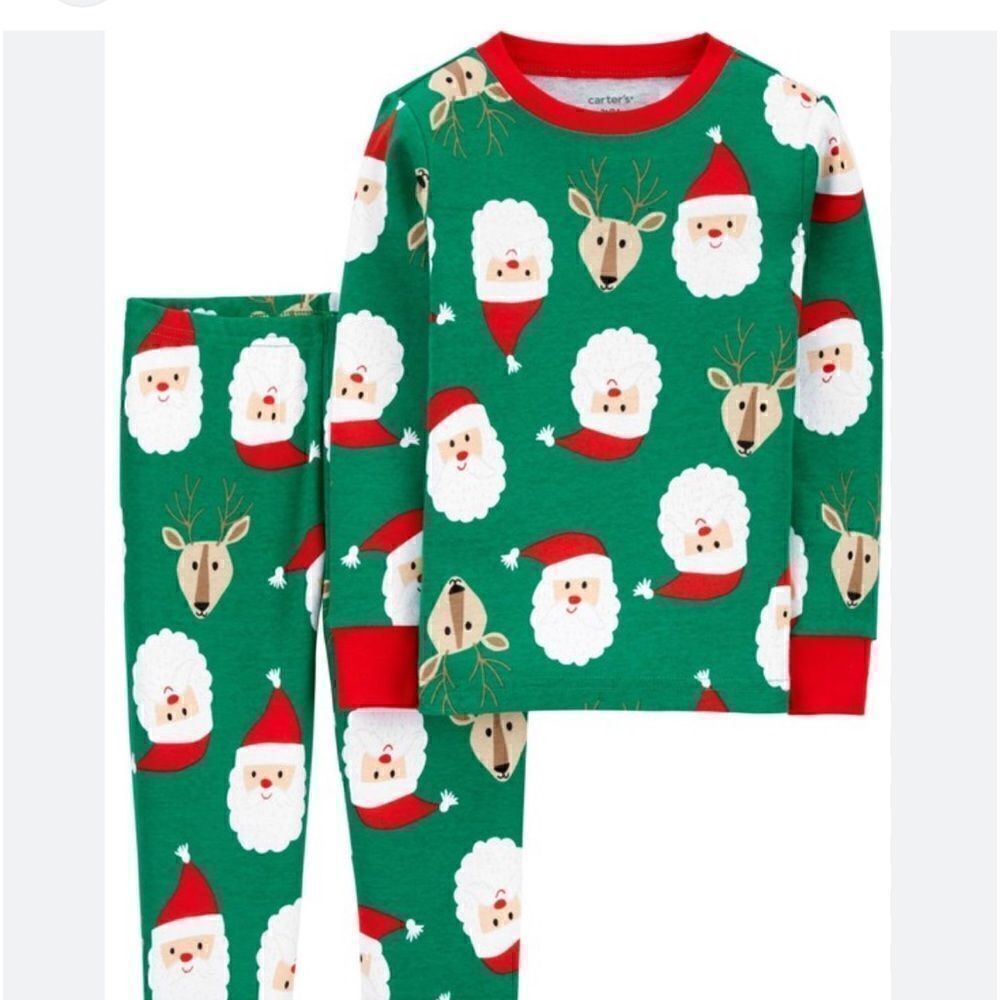 Carter’s Green and red White Santa 2-piece Pajamas size 2T NWT
